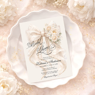 Floral Bow Elegant Bridal Shower Invitation