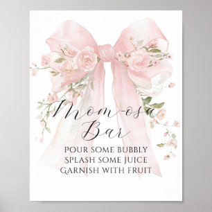 Floral Bow Elegant Flower Girl Baby Shower Bar Poster