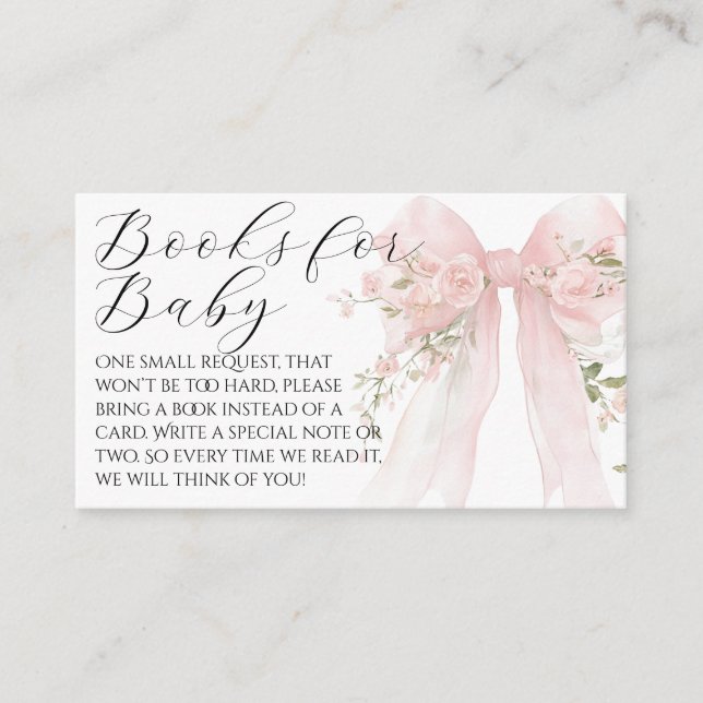 Floral Bow Elegant Flower Girl Baby Shower Enclosure Card (Front)