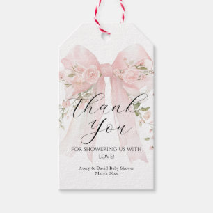 Floral Bow Elegant Flower Girl Baby Shower Gift Tags