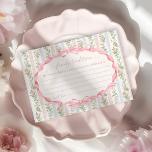 Floral Bow Girl Baby Shower Family Traditions Enclosure Card