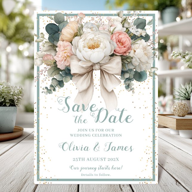 Floral Bow Save the Date Card (Creator Uploaded)
