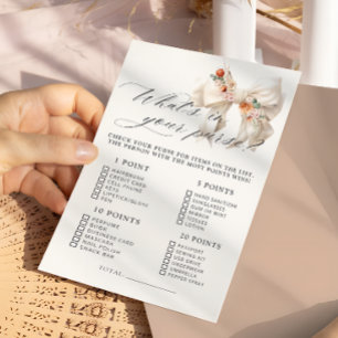 Floral Bow Whats in Your Purse Baby Shower Game