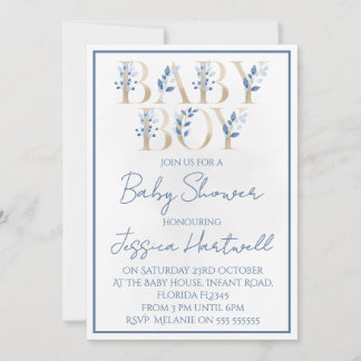 Floral Boy Baby Shower Invitation