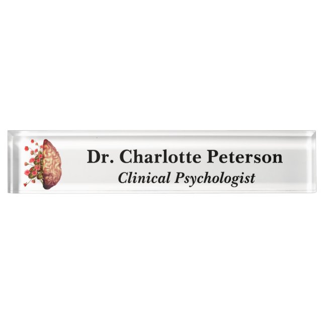 Floral Brain Psychologist or neurologist  Nameplate (Front)