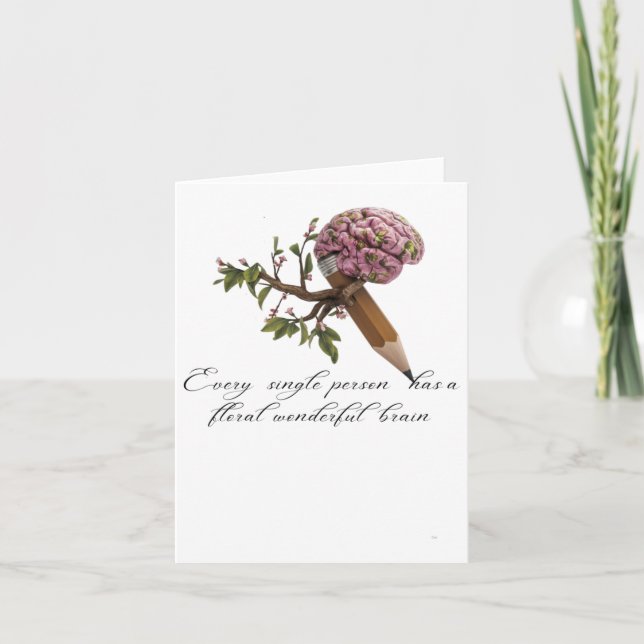 Floral Brain Sticker  Card (Front)