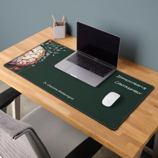 Floral Brain Therapist Administrative Containment  Desk Mat