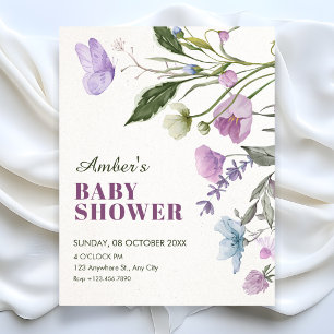 Floral branch baby shower invitation