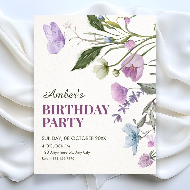 Floral branch birthday invitation (Creator Uploaded)