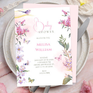 Floral branch bridal shower invitation