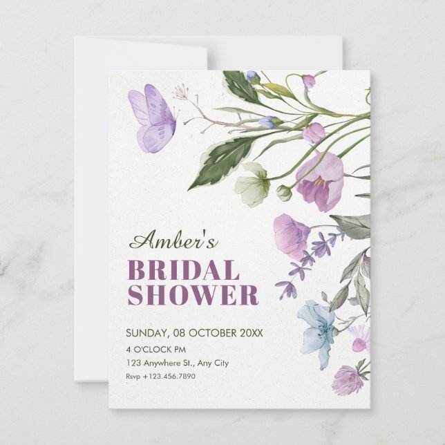 Floral branch bridal shower invitation (Front)