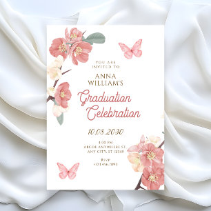 Floral branch graduation invitation