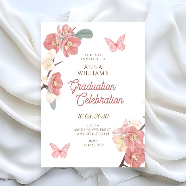 Floral branch graduation invitation (Creator Uploaded)