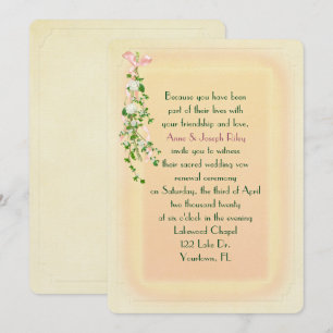 floral branch on soft yellow Wedding Vow Renewal Invitation