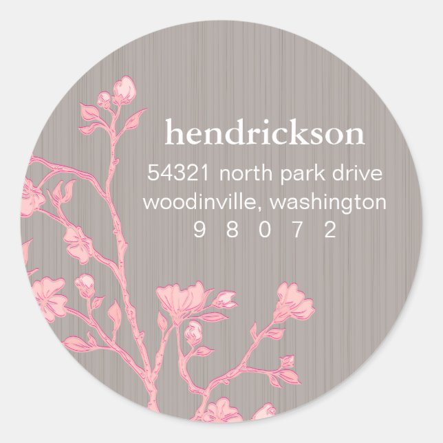 Floral Branch Round Address Label (Front)