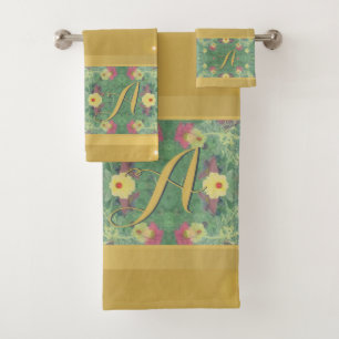 Floral & Brass Colour Monogram Towel