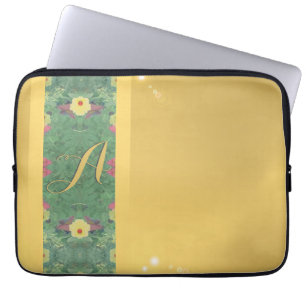 Floral Brass-like Monogram Electronics Bag