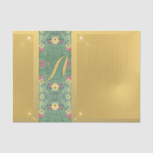 Floral Brass-like Monogram  Tissue Paper
