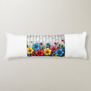 Floral Brick Wall Sherpa Throw Body Cushion