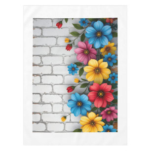 Floral Brick Wall Sherpa Throw Tablecloth