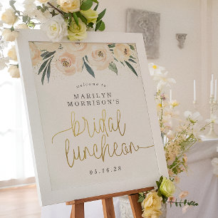 Floral Bridal Luncheon Gold Glitter Welcome Sign