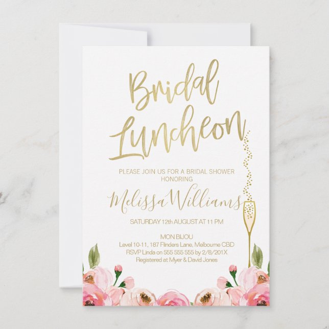 Floral Bridal Luncheon Invitation (Front)
