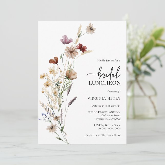 Floral Bridal Luncheon Invitation (Standing Front)