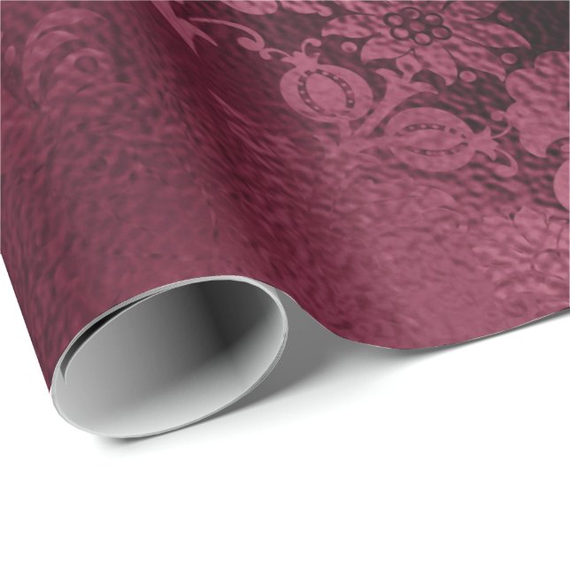 Floral Bridal Marsala Glitter Burgundy Glam Wrapping Paper (Roll Corner)