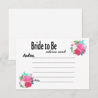 Floral Bridal Shower Advice Card for Bride to Be