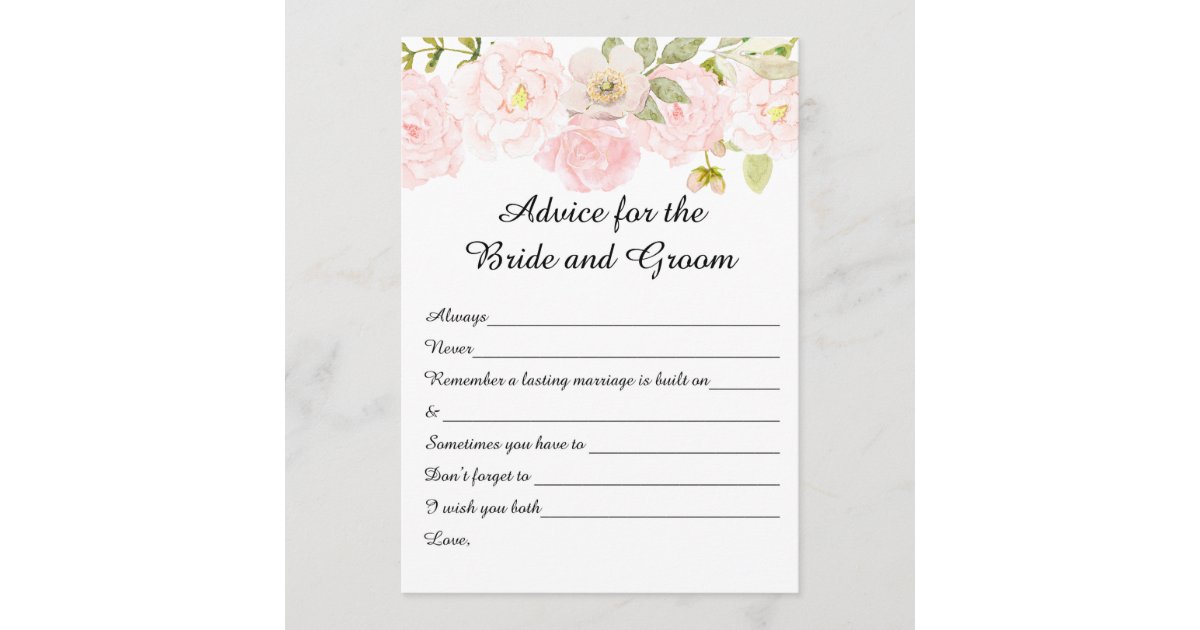 Fl Bridal Shower Advice Cards Zazzle Co Uk
