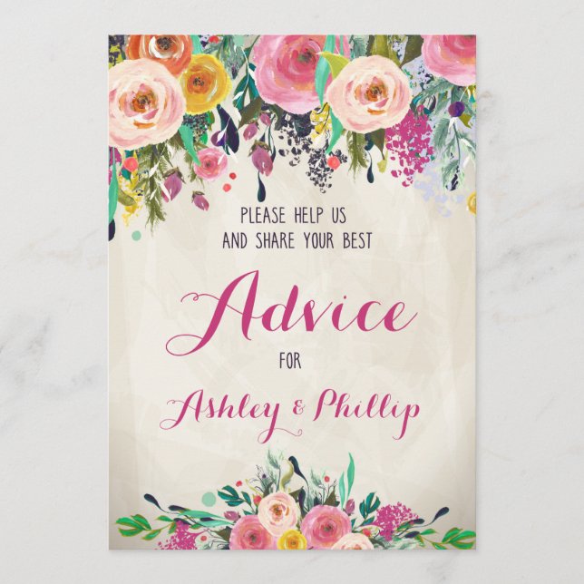 Floral Bridal Shower Advice Cards (Front)