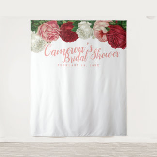 Floral Bridal Shower Backdrop Tapestry