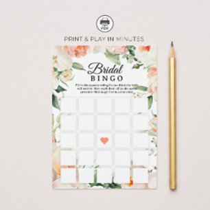 Floral Bridal Shower Bingo Game Printable Invitation