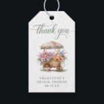 Floral Bridal Shower Botanical Thank You Gift Tags<br><div class="desc">Add a thoughtful finishing touch to your favours with these Floral Bridal Shower Botanical Thank You Gift Tags, perfect for a “Fresh Off the Market” or rustic garden-themed bridal shower. Featuring a romantic and whimsical watercolor illustration of a wooden flower cart filled with vibrant pink peonies, peach roses, lavender lilacs,...</div>