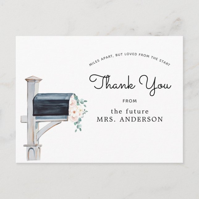 Floral Bridal Shower by Mail Thank You Postcard (Front)