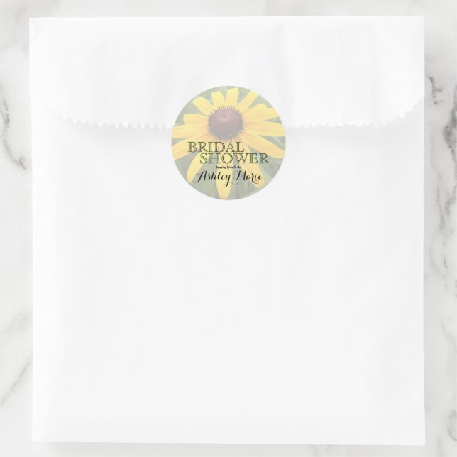 Floral Bridal Shower Close-Up Rudbeckia Photograph Classic Round Sticker (Bag)