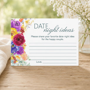 Floral Bridal Shower Date Night Ideas Enclosure Card