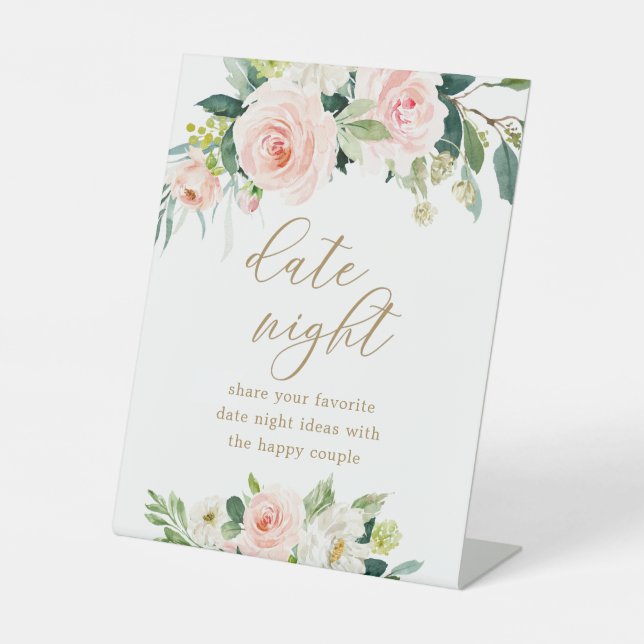 Floral Bridal Shower Date Night Ideas Sign (Front)