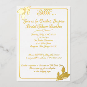 Floral Bridal Shower, Elegant White, Gold