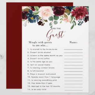 Floral Bridal Shower Find the Guest Game