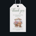 Floral Bridal Shower Flowers Thank You Gift Tags<br><div class="desc">Add a thoughtful finishing touch to your favours with these Floral Bridal Shower Flowers Thank You Gift Tags, perfect for a “Fresh Off the Market” or rustic garden-themed bridal shower. Featuring a romantic and whimsical watercolor illustration of a wooden flower cart filled with vibrant pink peonies, peach roses, lavender lilacs,...</div>