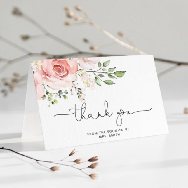Floral bridal shower folded thank you card (Creator Uploaded)