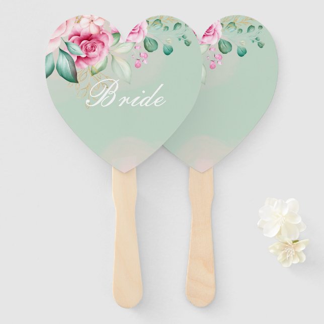 Floral bridal shower  hand fan (Front and Back)