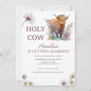 Floral Bridal Shower   Holy Cow   Western Invitati Invitation