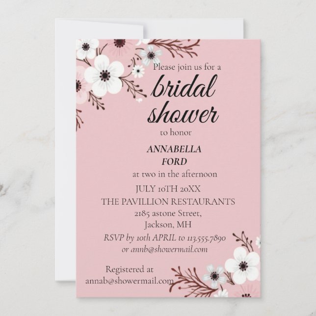 Floral Bridal shower invitaion  Invitation (Front)