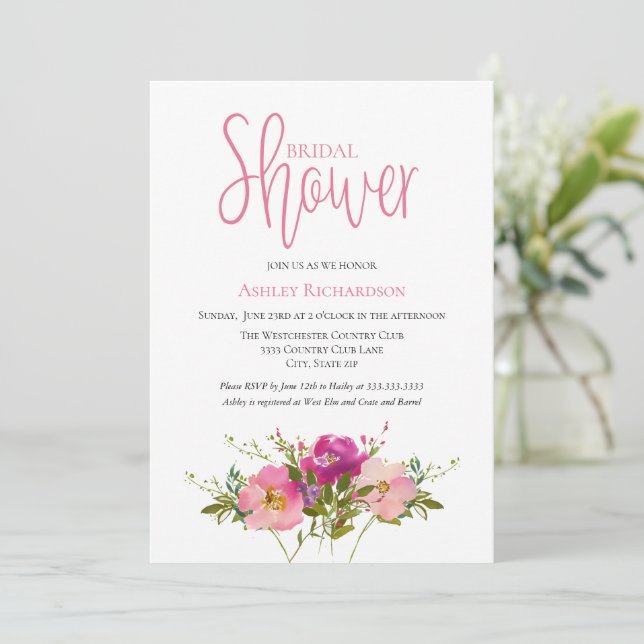 Floral Bridal Shower Invitation (Standing Front)