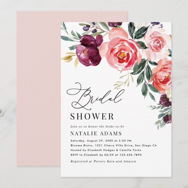 Floral Bridal Shower Invitation (Front/Back)