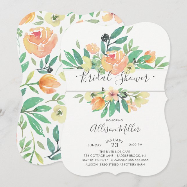 Floral Bridal Shower Invitation (Front/Back)