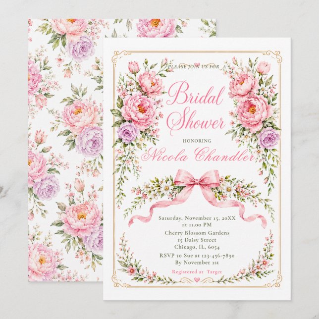 Floral Bridal Shower Invitation (Front/Back)