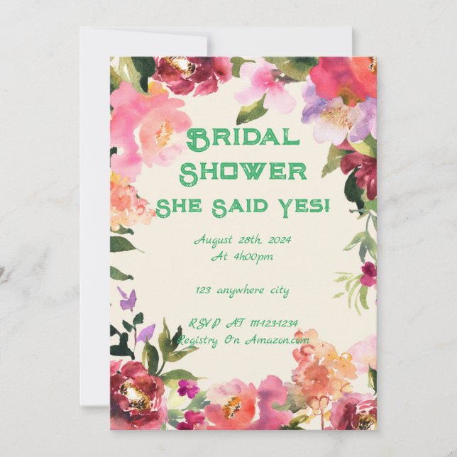 floral bridal shower invitation (Front)